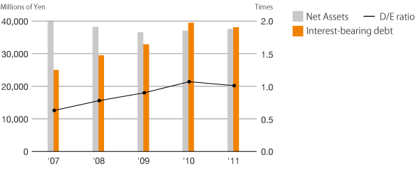 Change in net assets, interest-bearing debt and D/E ratio