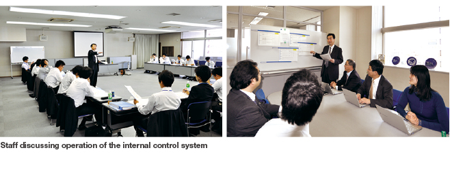 Staff discussing operation of the internal control system 