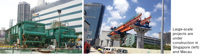 ge-scale projects are under construction in Singapore (left) and Macau 