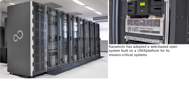 Kanamoto has adopted a web-based open system built on a UNIX platform for its mission-critical systems 