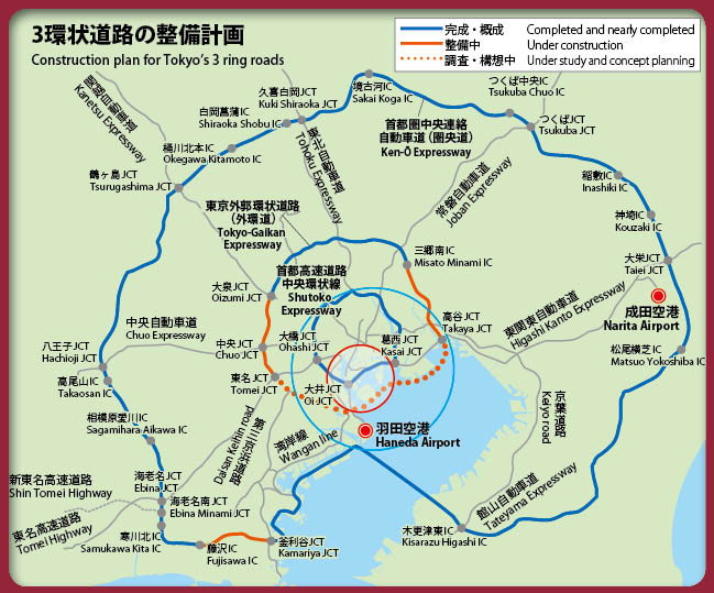 Construction plan for Tokyo’s 3 ring roads