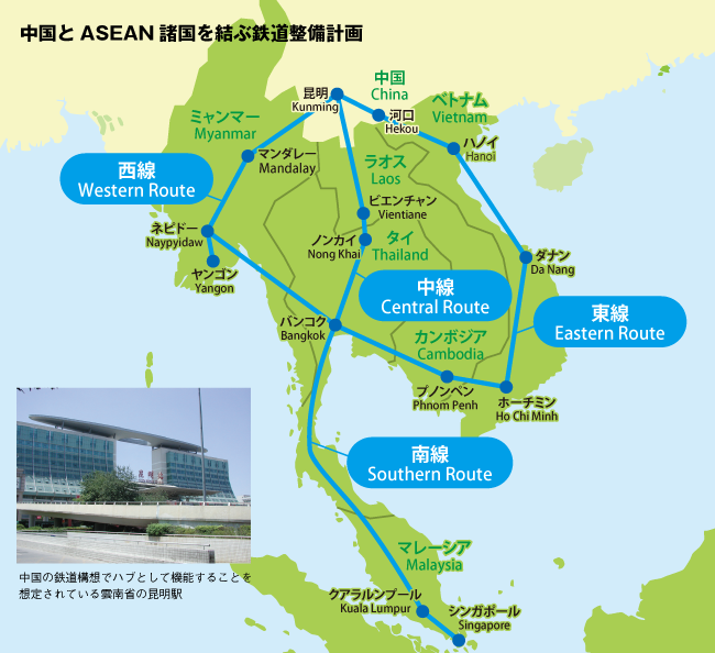中国とASEAN諸国を結ぶ鉄道整備計画